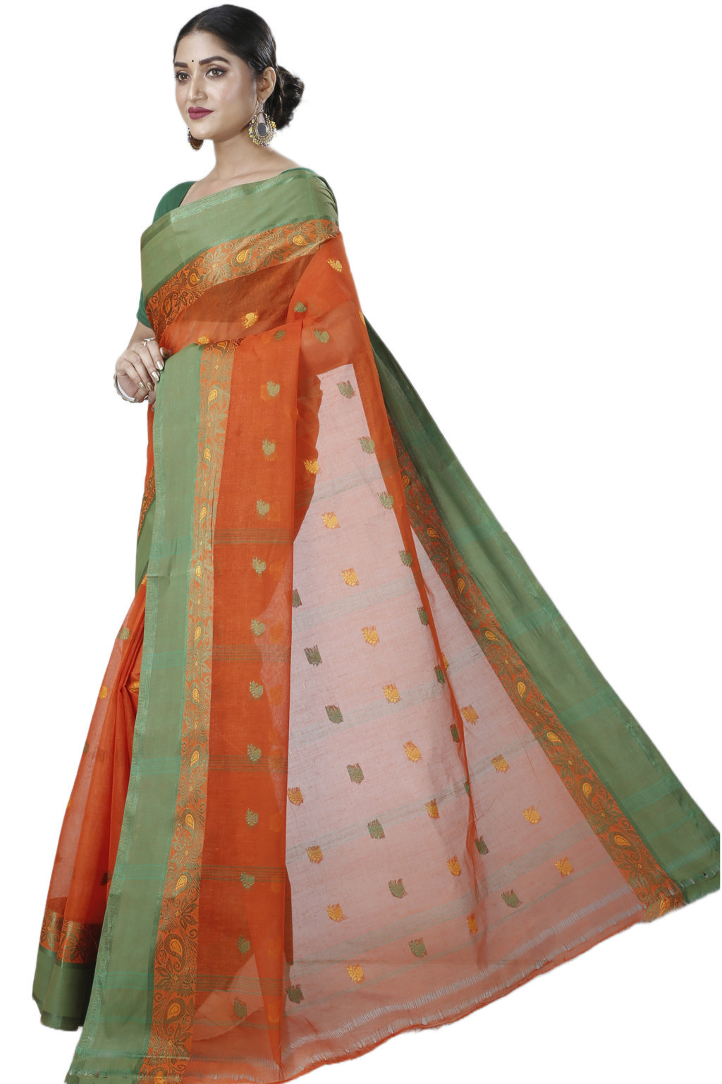 Orange Pure Cotton Srimati Tant Saree (1088)